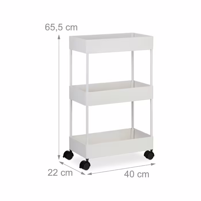 Relaxdays 3-Tier Rolling Cart