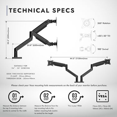 Кріплення для монітора Invision Doppel MX900: два монітори, 24-35
