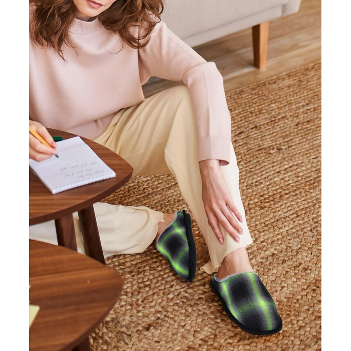 Чоловічі домашні тапочки COFACE з піною пам'яті, теплі, з вовняної тканини, з антиковзкою гумовою підошвою, розмір 40-49, 46 EU, зелені/чорні