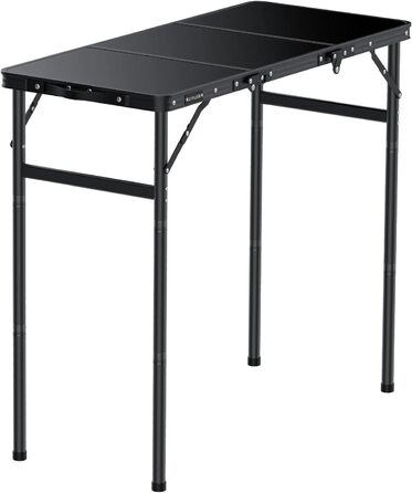 Складний кемпінговий стіл GARLLEN 60x40 см, регульована висота (27/51/75 см), чорний - для пікніка, саду, балкону, пляжу