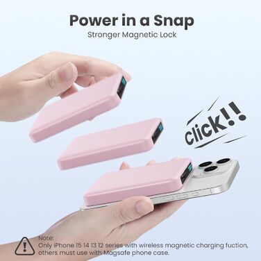 Power Bank HETP 10800mAh з бездротовою зарядкою MagSafe (рожевий)