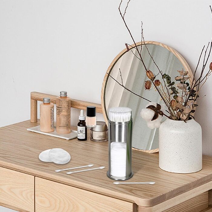 Спондисер для ватних дисків з кришкою, тримач для ватних паличок, контейнер для вати, органайзер для косметики з нержавіючої сталі