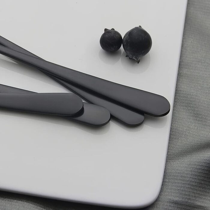 Набір ложок для лате AOOSY, 8 шт., 22.7 см, нержавіюча сталь. Ложки для кави, коктейлів, десертів та морозива. Сріблясті та чорні ложки.