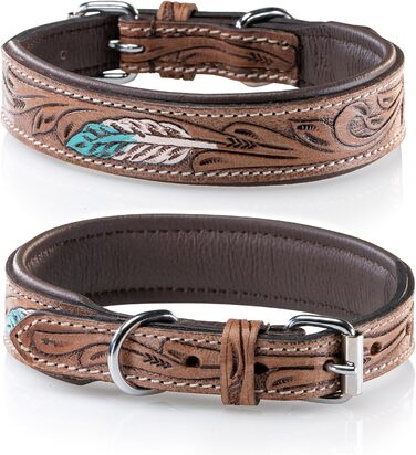 Стильний шкіряний нашийник для собак Джек Рассел, ручної роботи, з м'якою підкладкою, XL (46-58 см)