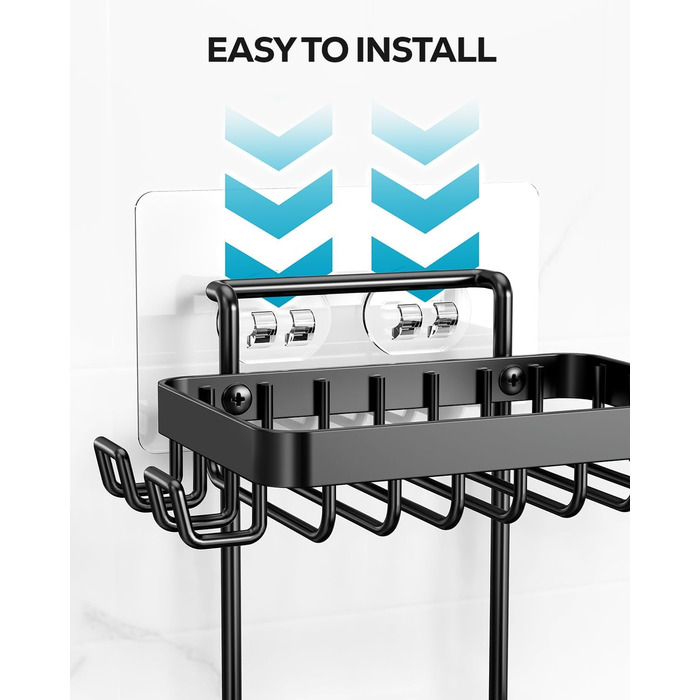 Підставка для мила на 2 рівні від Nieifi з водовідведенням, нержавіюча сталь, без свердління для душової кабіни, чорна