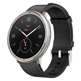 Смарт-годинник Amazfit Active 2 44мм: GPS, фітнес-трекер, 160+ режимів спорту, моніторинг сну, чорний шкіряний ремінець (Преміум)