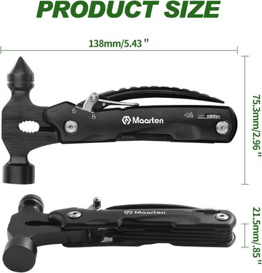 Мультитул 14-в-1 для чоловіків: кемпінговий аксесуар, подарунок на день народження, Різдво, подарунок для тата. Мультиінструмент-молоток для виживання