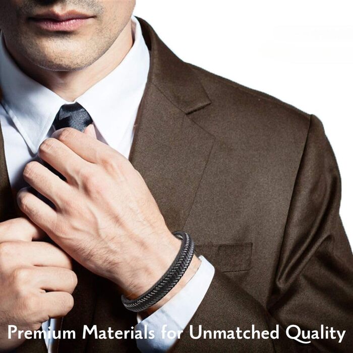 Чоловічий браслет Jazz Halukakah: шкіряний, ручної роботи, з нержавіючою сталлю, регульований розмір, подарункова коробка