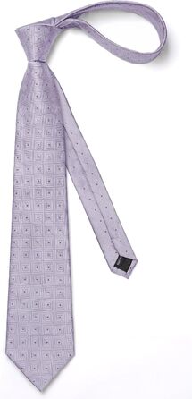 Краватка Enlision для чоловіків у клітинку з кишеньковим хустиною, формальний/діловий стиль (фіолетовий)