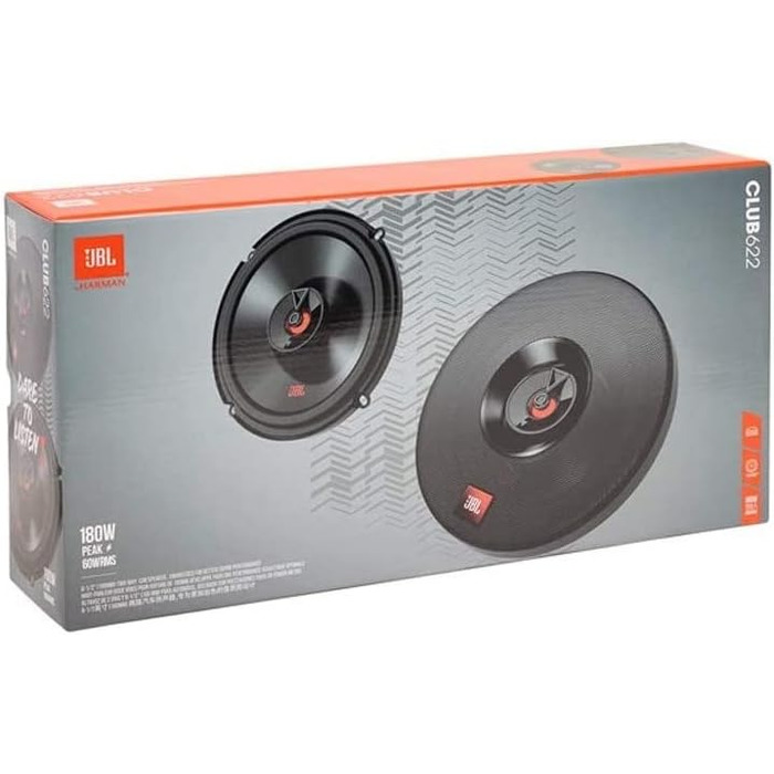 Автоакустика JBL Club 622 від Harman Kardon, 2-смугові динаміки 16-17 см, 180 Вт, чорні