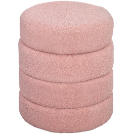 Пуф HOMCOM, круглий, з м'якою оббивкою Teddy Fleece, металевий каркас, витримує до 120 кг, діаметр 40x45 см, рожевий
