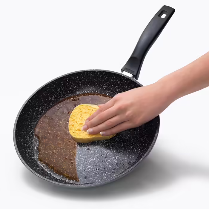 STONELINE 3-piece Frying Pan Set, 16/20/24 cm, Non-stick coated pan with real stone particles, pan suitable for induction and oven use, gray, for oil and fat-free frying