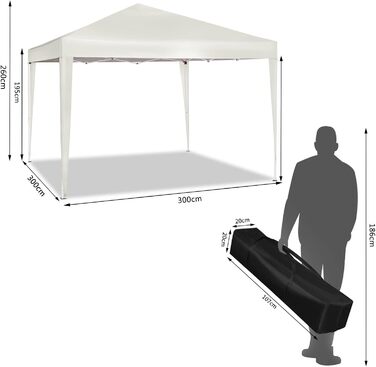 WOLTU Pop-Up Pavilion, Waterproof Folding Pavilion, Sun Shelter, Event Pavilion, Garden Pavilion for Patio, Camping, Festival, Pagoda Tent made of Oxford Fabric with Metal Frame, 3 x 3 m, Beige, PVL0002be