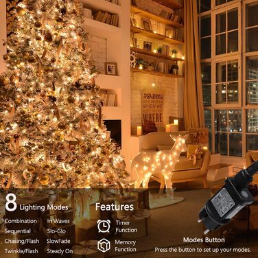Льонокомірка LED 200 шт., 20 м, на батарейках з таймером, 8 режимів, вологостійка, тепле біле світло, для декору саду, вечірки, весілля, внутрішнього та зовнішнього використання, прозорий кабель