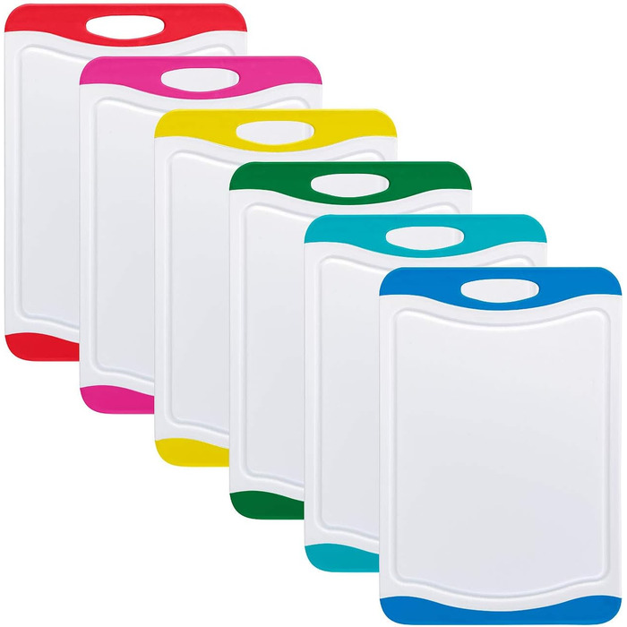 Rosenstein & Söhne Cutting Board Set, BPA-Free: Set of 6 Cutting Boards in 6 Colors, Antibacterial, each 29 x 20 cm (Breakfast Boards, Kitchen Board, Kitchen Helper)