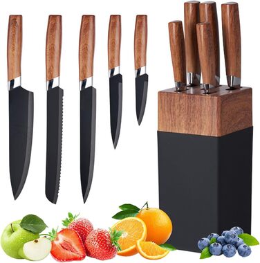 Набір кухонних ножів 5 в 1 з бруском: кухонний, хлібний, шинковий, універсальний, для чищення. З нержавіючої сталі.