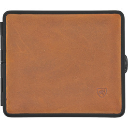 V.H. 1912 VOM HOFE MANUFACTORY Cigarette Case Genuine Leather, Handmade in Germany, Light Brown, 85mm - Case, Cigarette Box