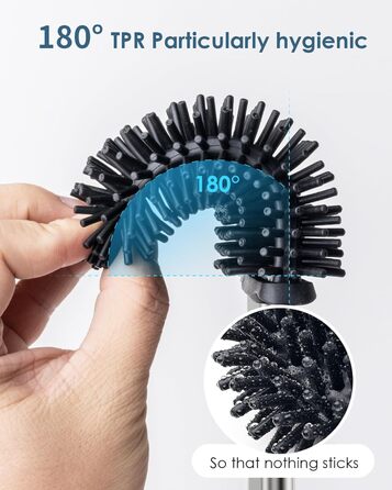 Силіконова щітка для унітазу Klobürste з нержавіючої сталі та контейнером, гнучка щітка для унітазу, настінний монтаж без свердління, срібна