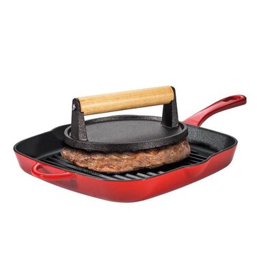 Прес для гриля Küchenprofi BBQ 1кг, чавун, ручка з палісандра, для стейку, бекону, шніцеля