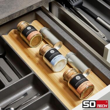 Бамбукова вставка для спецій 436x165x20 мм для лотка ORGA-BOX 3, антрацит, від 491 мм (корпус 600 мм), дерев'яний органайзер для баночок спецій