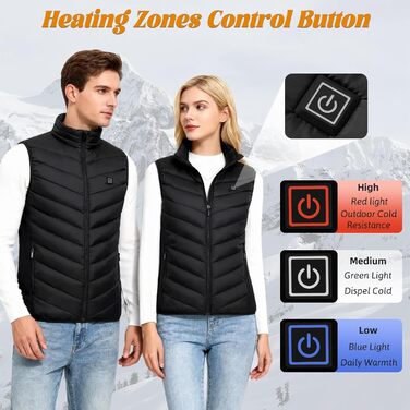 Обогревна жилетка для чоловіків та жінок з акумулятором 10000 mAh та 9 зонами обігріву, 3 режими температури, для зимових видів спорту та полювання