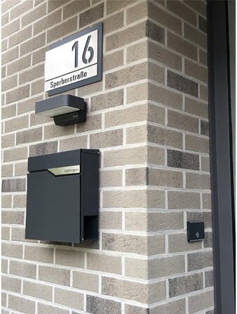 Поштова скринька Metzler Anthrazit з газетницею та іменним шильдиком RAL 7016, вулична, антикорозійна, для настінного монтажу, сучасний дизайн 37x37x10.5 см