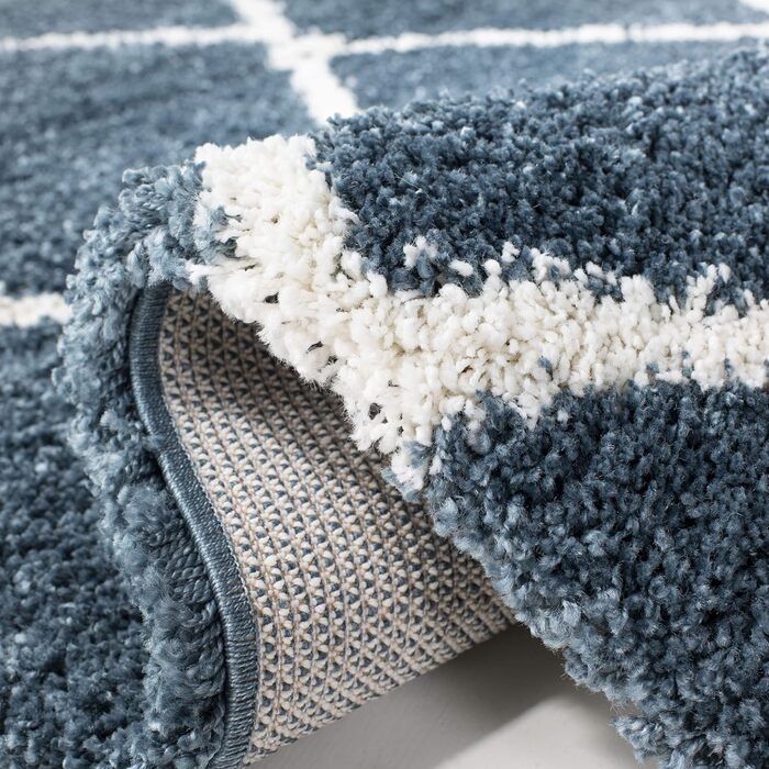 Килим SAFAVIEH Zottelig для вітальні, їдальні, спальні - колекція Hudson Shag, високий ворс, 183 x 274 см, сіро-блакитний та слонова кістка