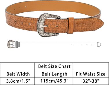 Жіночий/Чоловічий Ремінь Cowboy Стиль з Регульованою Пряжкою INOGIH - Ремінь з Вигравіюванням для Джинсів, Штанів, Суконь (30'-39')
