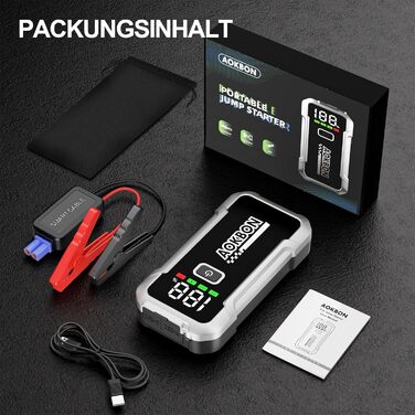 Powerbank для автомобіля Starthilfe 7000A 12V: Зарядний пристрій для авто з LED-ліхтариком, підходить для бензинових та дизельних двигунів до 10.0 л