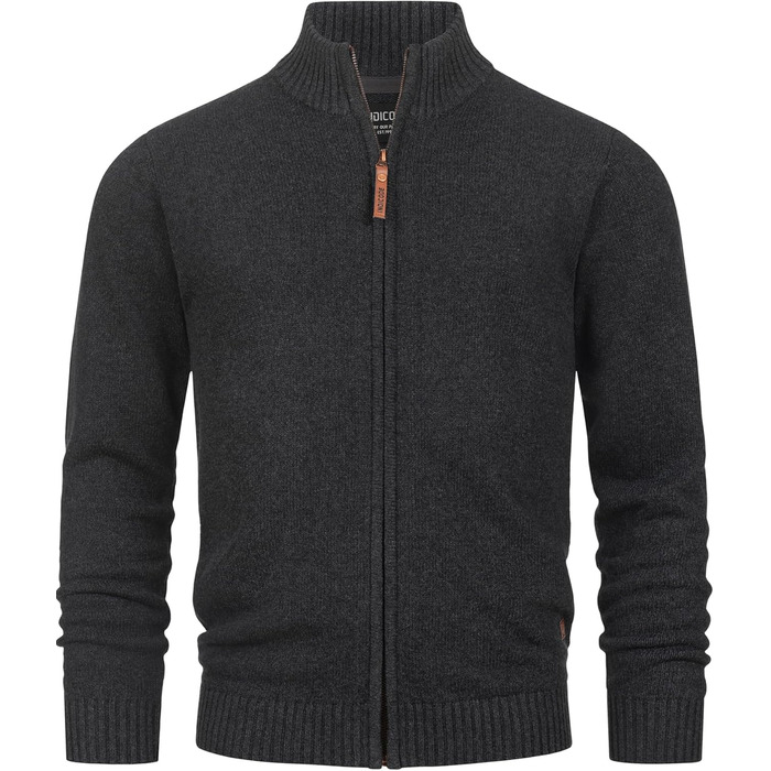 Кардиган чоловічий Indicode INut з високим коміром та блискавкою | Дріб'язкова в'язана куртка для чоловіків (M, Raven)