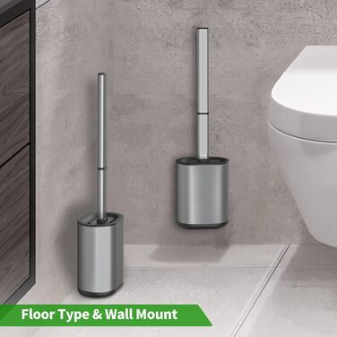 Набір для чищення унітазу HOMEASY з силіконовою щіткою та нержавіючою сталею, з кріпленням на стіну без свердління, сірий