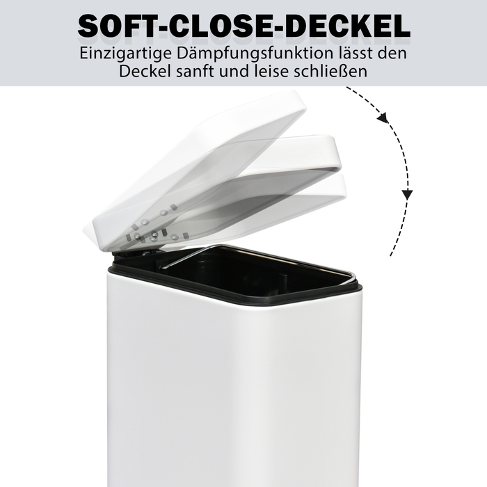 HOMCOM 5L Step Trash Can, Cosmetic Can, Waste Bin with Lid and Foot Pedal, Trash Container with Inner Bucket, Bathroom Trash Can for Living Room, Office, Metal, White, 29.2 x 14 x 32 cm | Aosom