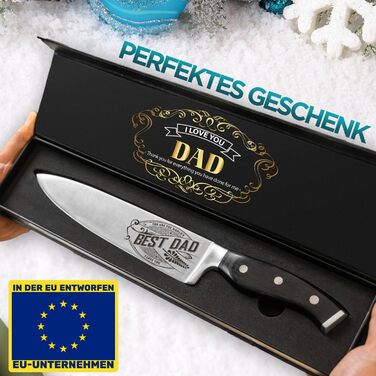 Преміум кухонний ніж Kochmesser 20 см з нержавіючої сталі з дерев'яною ручкою - гравіювання 