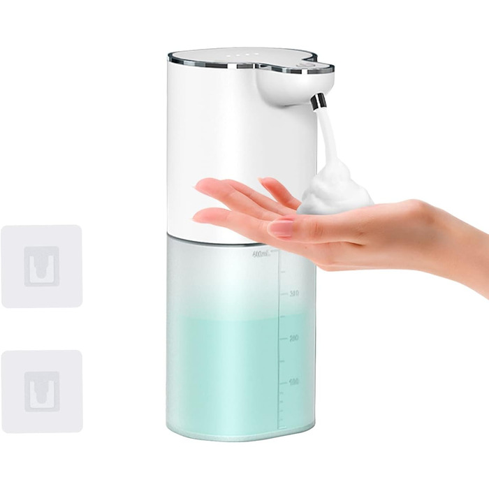 Автоматичний дозатор мила 400 мл з підзарядкою та кріпленням на стіну, 4 рівня, IPX5, електричний, для кухні та ванної кімнати, білий, рідинний/пінний тип