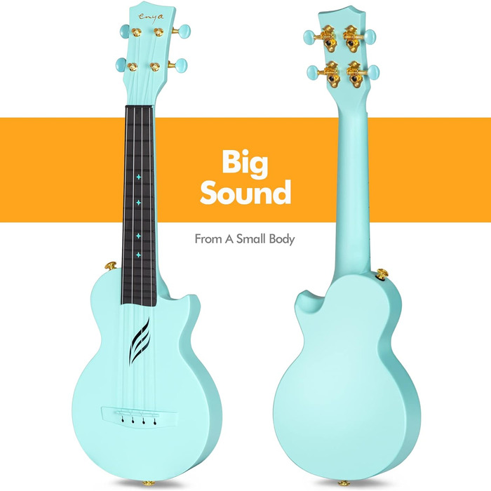 Укулеле Enya Ukulele-Sopran NOVA U Mini 21 дюйм - блакитне укулеле з карбону, професійне для початківців, дорослих та дітей. Комплект з чохлом, ремінком, каподастром та струнами. Чудовий подарунок та для подорожей.