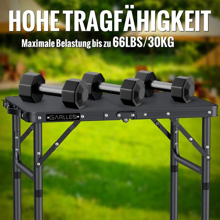 Складаний туристичний стіл Garllen 87x40 см, 3 висоти (26/48/70 см) - для кемпінгу, пікніків, саду та грилю