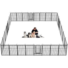 Металевий вольєр для собак на 28 панелей, 81.3 x 101.6 см – вольєр для собак, загін для цуценят, для внутрішнього та зовнішнього використання