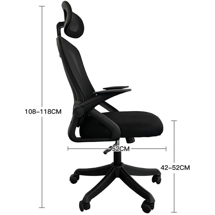 Ергономічне крісло для офісу: регульовані підлокітники, 3D-підголовник та поперекова підтримка, функція гойдання та нахилу (білий та чорний)
