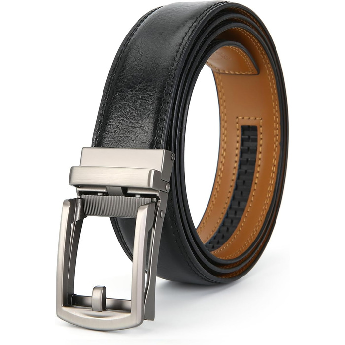 Чоловічий шкіряний ремінь на пряжці з автоматичним закриттям, 35 мм, білий, 130 см (E-schwarz)