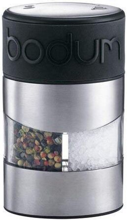 Bodum TWIN млин для солі та перцю, керамічний механізм, силіконова ручка, 12 см, чорний