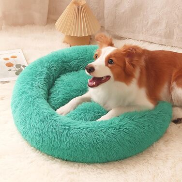 М'яке кругле ліжко для собак та котів, 50 см, рожеве/темно-зелене, 50x50x20 см, миється, не слизьке