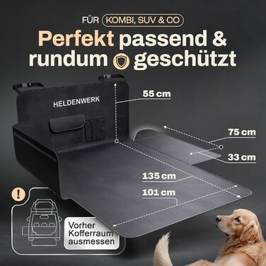 Захист для багажника авто для собак HELDENWERK: водонепроникний, з захистом бокових стінок та краю, універсальний, чорний