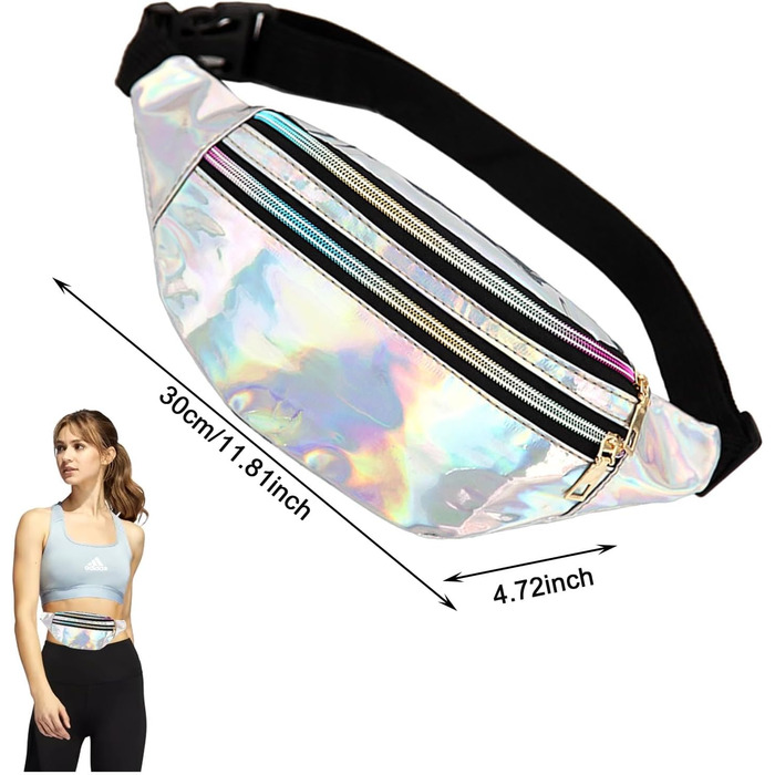 Металева поясна сумка AYNKH з трьома відділеннями, водонепроникна фанні-пак для відпочинку, спорту та подорожей (Unisex)