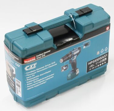 Акумуляторний ударний дриль-шурупокрут Makita HP333DSAX1 12V, 2.0 Ah, 2 акумулятори + зарядний пристрій у транспортному кейсі, 4.785 KG, блакитний