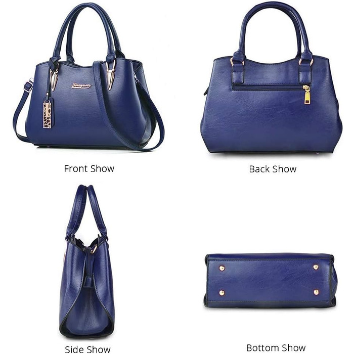 Жіноча шкіряна сумка BestoU велика, через плече, блакитна