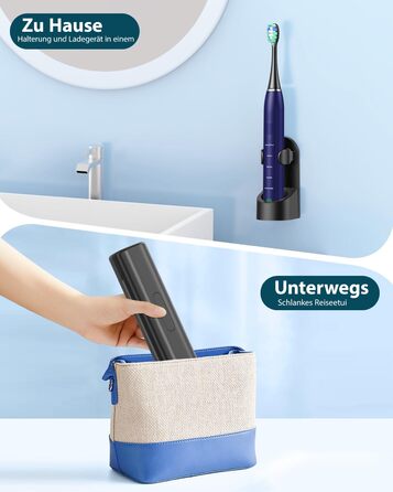 Електрична звукова зубна щітка для дорослих з відбілюючим ефектом - Ultraschall Zahnbürste з 8 насадками, 5 режимами чищення та кейсом для подорожей (Синій)