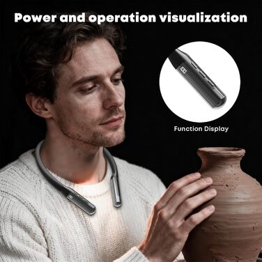 Ліхтар на шию LQWELL для читання, в'язання, рукоділля: LED лампа з регульованою яскравістю та кольором, акумуляторна, чорна