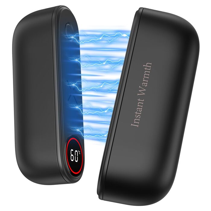Електричний грієчка для рук 2-в-1 магнітний, 8000 mAh, 3 режими до 60°C, миттєвий нагрів, Dual USB-C, для активного відпочинку, подарунок, Raynauds, чорний