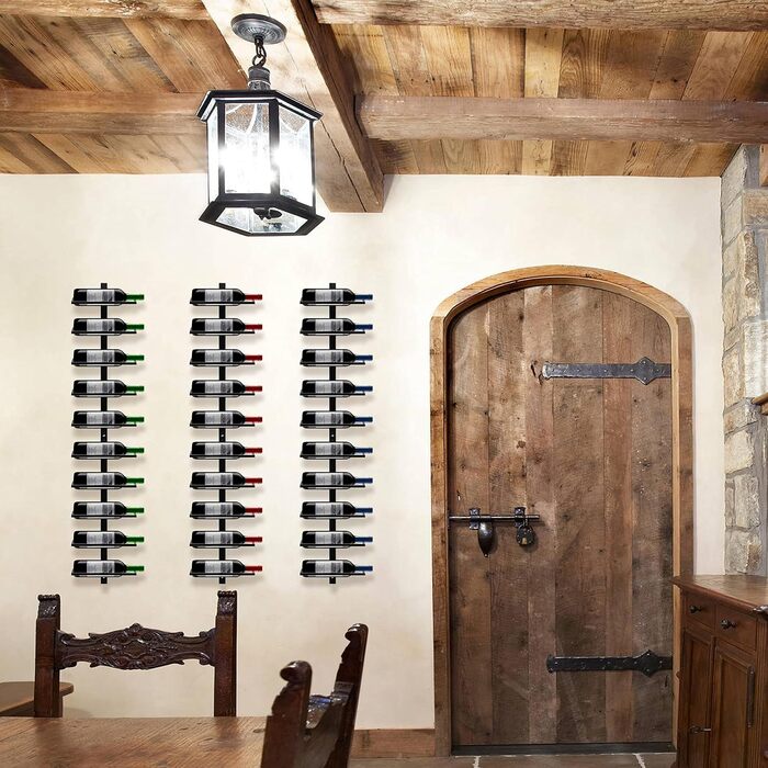 Yaheetech Wine Rack Bottle Holder Wine Shelf Storage Shelf for Wall Metal 10 Bottles, Black