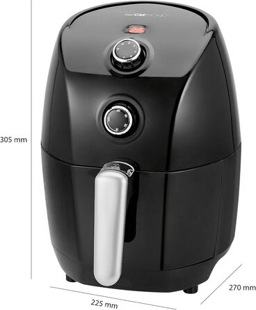 Аерофритюрниця Clatronic FR 3698 H, без олії, 1.5 л, термостат 80-200°C, таймер 30 хв, чорна